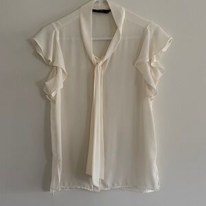 Zara Cream Ruffle Sleeve Blouse